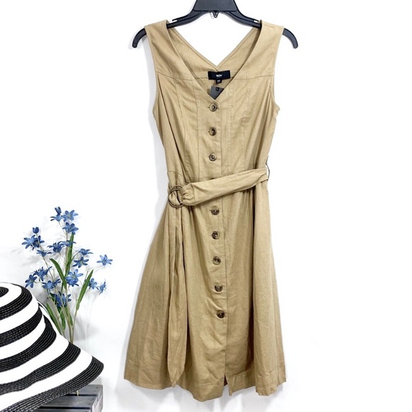 Mossimo Women’s Khaki Button Up Sleeveless Belted Dress - Picture 1 of 9